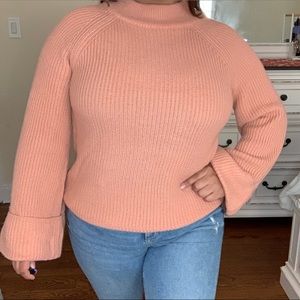 Peach butterfly sleeve sweater